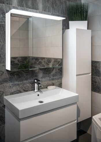 SAPHO - LINEX galérka s LED osvetlením, 80x70x15cm, biela LX080-0030