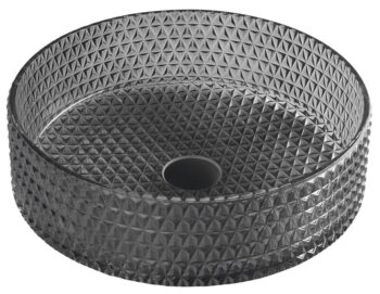 SAPHO - MARAGUA gravírované sklenené umývadlo na dosku priemer 39,5cm, čierna TY214