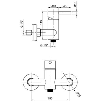 SAPHO - MINIMAL nástenná sprchová batéria, nerez mat MI011