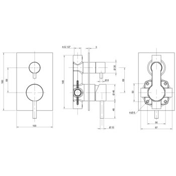 SAPHO - MINIMAL podomietková sprchová batéria, 2 výstupy, nerez mat MI042