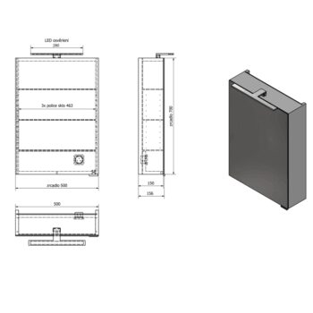 SAPHO - MIRRÓ galérka s LED osvetlením, 50x70x16cm, ľavá/pravá, biela MC050-0030