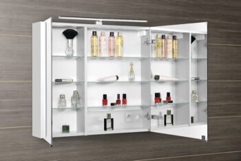 SAPHO - MIRRÓ galérka s LED osvetlením, 80x70x16cm, biela MC080-0030