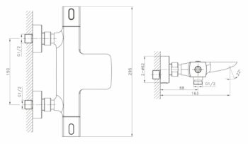 SAPHO - MIXONA nástenná vaňová termostatická batéria, chróm MG410