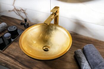 SAPHO - MURANO BLACK-GOLD sklenené umývadlo na dosku, priemer 40cm, zlata/čierna AL5318-77