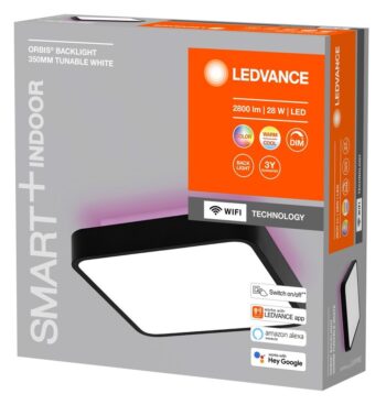SAPHO - ORBIS BACKLIGHT stropné svietidlo, 350x350, WIFI RGB + stmievateľné, 2800lm, 28W, IP20, čierna AC314100055