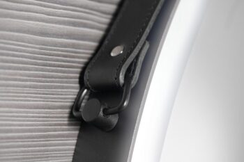 SAPHO - ORBITER guľaté zrkadlo s LED osvetlením, kožený popruh, ø 70cm, čierna mat ORL070