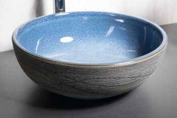 SAPHO - PRIORI keramické umývadlo na dosku Ø 41 cm, modrá/sivá PI020