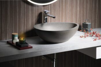 SAPHO - PUNC betónové umývadlo na dosku vrátane výpuste, 53x39cm, čierny granit BH7001