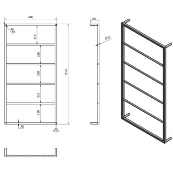 SAPHO - SKA nástenný sušiak uterákov 600x1150x100, biela mat SKA512