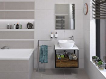 SAPHO - SKARA umývadlová skrinka 59x49,5x46,5cm, čierna mat/dub Collingwood CG002-1919
