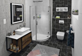 SAPHO - SKARA umývadlová skrinka 80x49,5x46,5cm, čierna mat/dub Collingwood CG003-1919