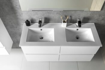 SAPHO - SLIM keramické dvojumývadlo 120x46,5cm, biela 1601-120