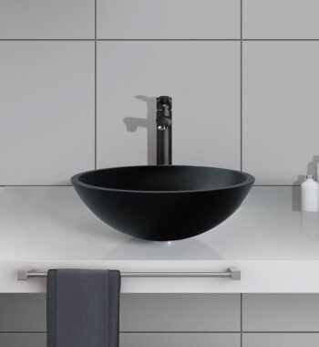 SAPHO - TELICA sklenené umývadlo na dosku priemer 42cm, čierná mat TY181B