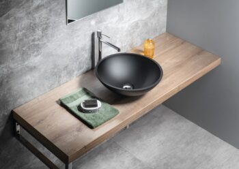 SAPHO - TELICA sklenené umývadlo na dosku priemer 42cm, čierná mat TY181B