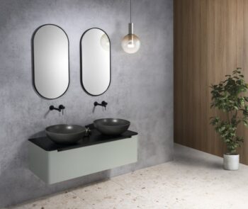 SAPHO - TURF betónové umývadlo na dosku vrátane výpuste, priemer 44cm, čierny granit AR436
