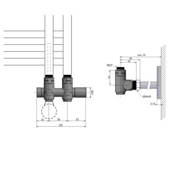 SAPHO - TWIN COMBI termostatická pripojovacia súprava ventil pre stredové pripojenie, pravá, chróm CP461S