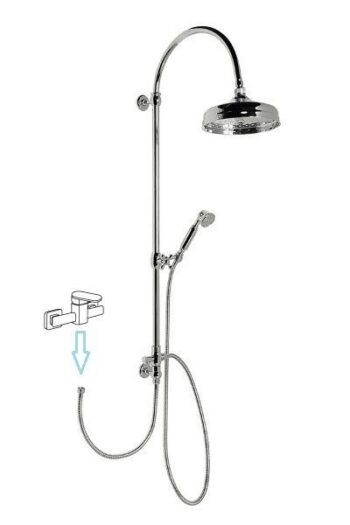 SAPHO - VANITY sprchový stĺp s pripojením na batériu, hlavová a ručná sprcha, chróm SET061