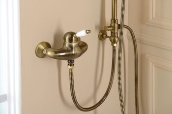 SAPHO - VANITY sprchový stĺp s pripojením vody na batériu, hlavová a ručná sprcha, bronz SET066