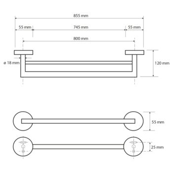 SAPHO - X-ROUND E dvojitý držiak uterákov 800, chróm XR425