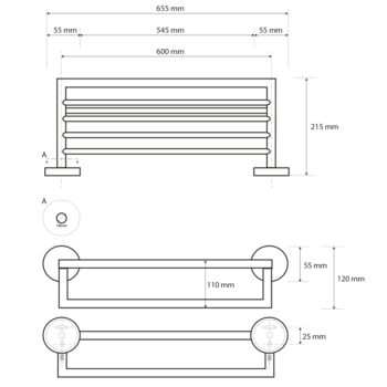 SAPHO - X-STEEL polička na uteráky s hrazdou, nerez mat XS406