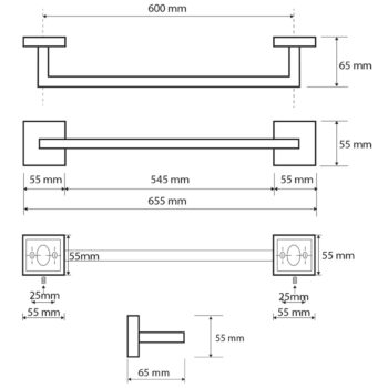SAPHO XQ403 X-Square držiak uterákov 65 cm, strieborná