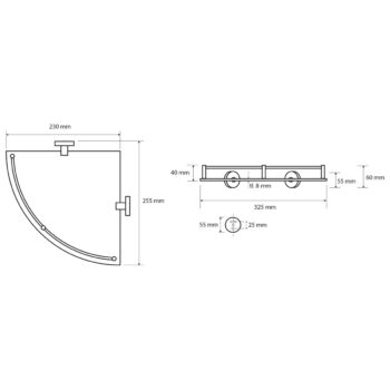 SAPHO XR605 X-Round E sklenená polička rohová s hrazdou 25 x 7 x 25 cm