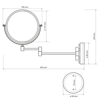 SAPHO - Závesné kozmetické zrkadlo, priemer 140, obojstranné, bronz XP012
