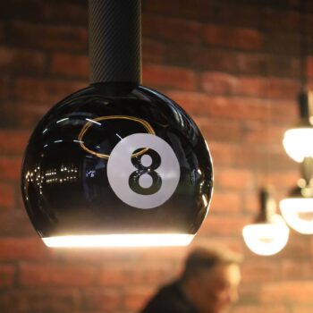 SEGULA LED guľa Floating Billard čierna 8, E27, G200 4 W 922