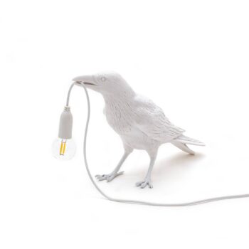 SELETTI Bird Lamp LED dekoratívna stolová lampa na počkanie, biela
