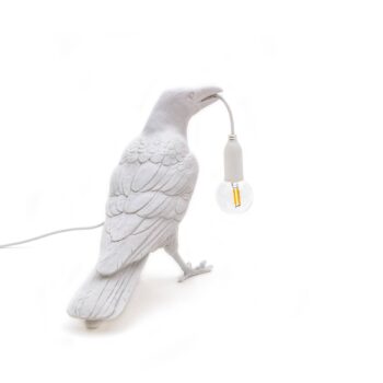 SELETTI Bird Lamp LED dekoratívna stolová lampa na počkanie, biela