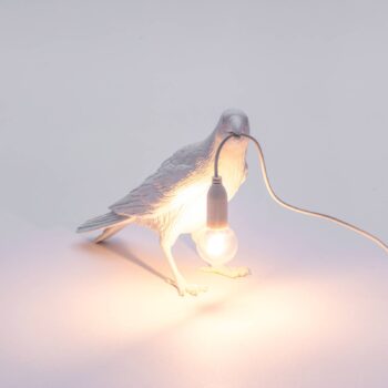 SELETTI Bird Lamp LED dekoratívna stolová lampa na počkanie, biela