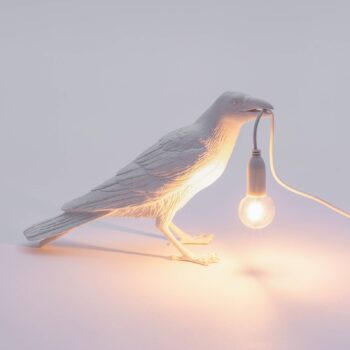 SELETTI Bird Lamp LED dekoratívna stolová lampa na počkanie, biela