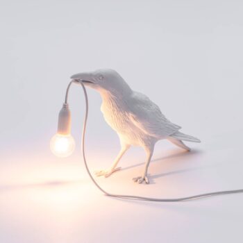 SELETTI Bird Lamp LED dekoratívna stolová lampa na počkanie, biela