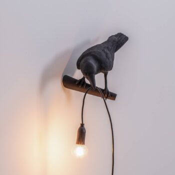 SELETTI Bird Lamp dekoratívna lampa pohľad zľava čierna