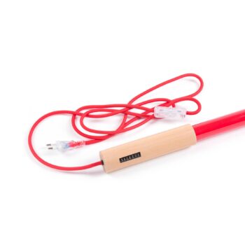 SELETTI LED svetlo Linea, červené, drevené detaily, univerzálne