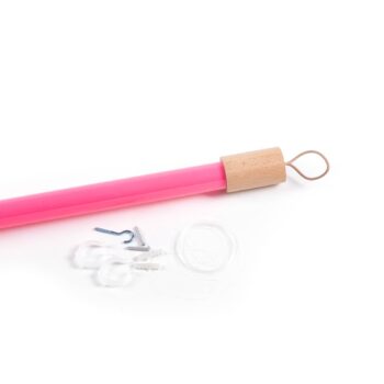 SELETTI LED svetlo Linea, fuchsiová, drevené detaily, univerzálne