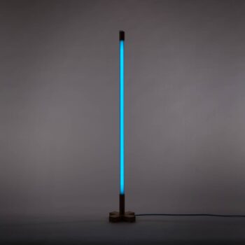SELETTI LED svetlo Linea, modré, drevené detaily, univerzálne