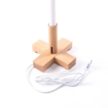 SELETTI LED svietidlo Linea, biele, drevené detaily, univerzálne