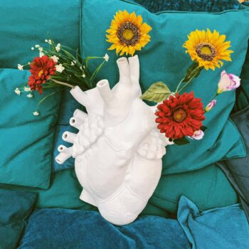SELETTI Love in Bloom Obria váza, biela, v 60 cm, sklolaminát