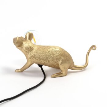 SELETTI Mouse Lamp LED dekoratívna lampa USB horizontálna zlatá