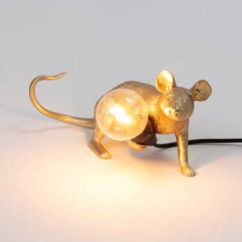 SELETTI Mouse Lamp LED dekoratívna lampa USB horizontálna zlatá