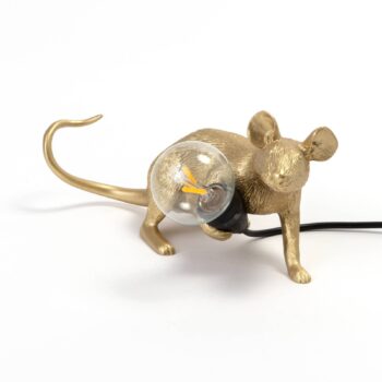 SELETTI Mouse Lamp LED dekoratívna lampa USB horizontálna zlatá