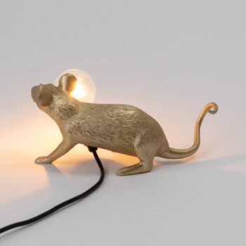 SELETTI Mouse Lamp LED dekoratívna lampa USB horizontálna zlatá
