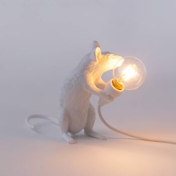 SELETTI Mouse Lamp LED dekoratívna lampa USB sediaca biela