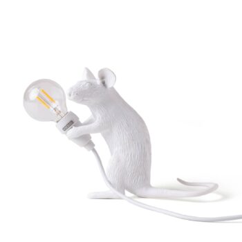 SELETTI Mouse Lamp LED dekoratívna lampa USB sediaca biela