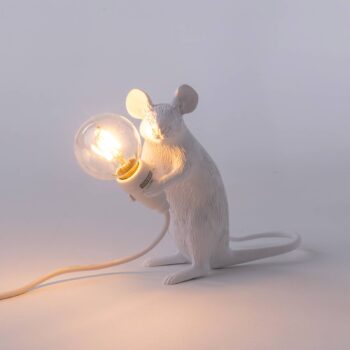 SELETTI Mouse Lamp LED dekoratívna lampa USB sediaca biela
