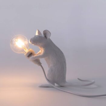 SELETTI Mouse Lamp LED dekoratívna lampa USB sediaca biela
