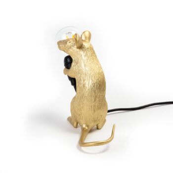 SELETTI Mouse Lamp LED dekoratívna lampa USB sediaca zlatá