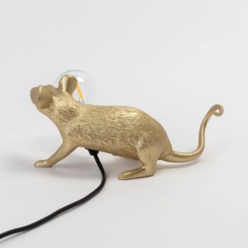 SELETTI Mouse Lamp LED dekoratívna lampa USB sediaca zlatá