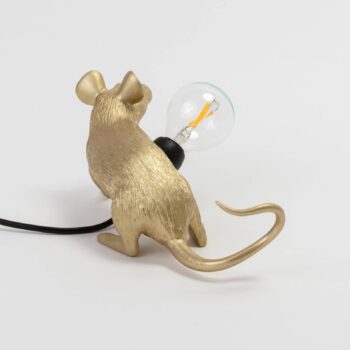 SELETTI Mouse Lamp LED dekoratívna lampa USB sediaca zlatá